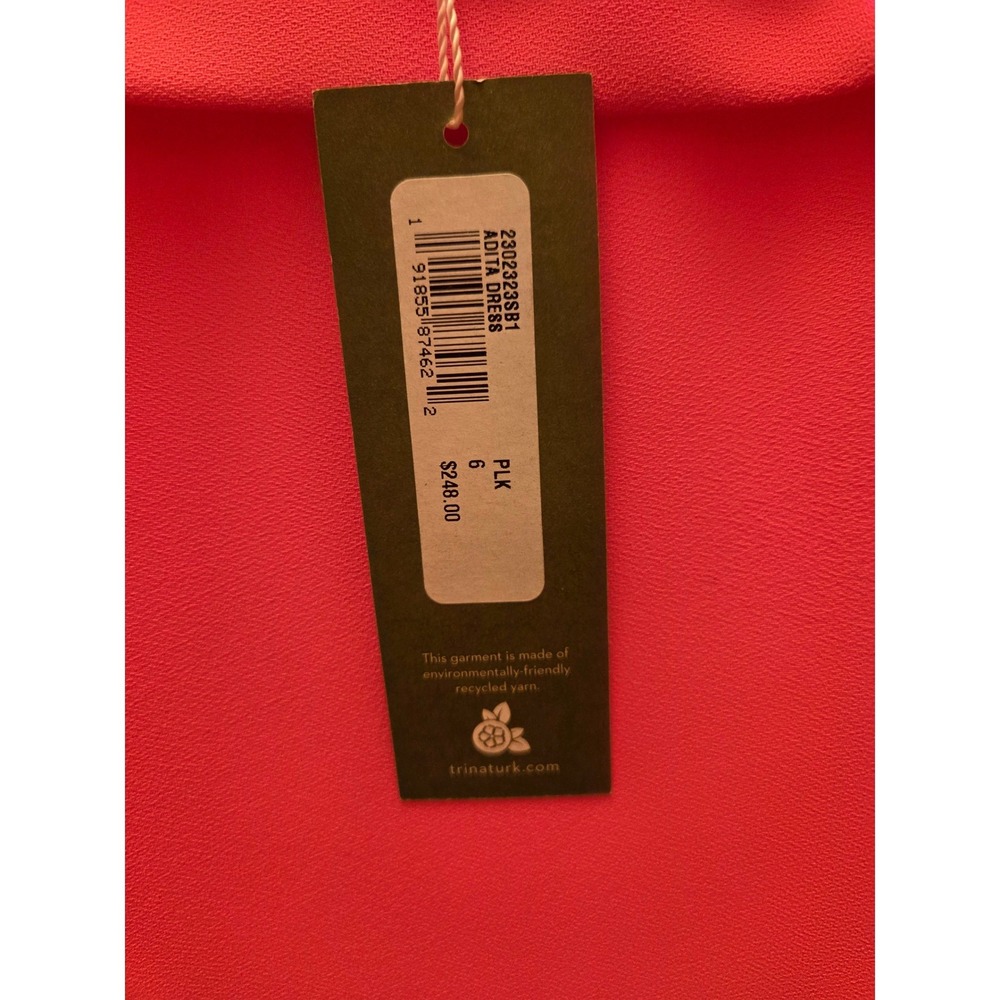 Trina Turk Adita Dress Pink Pleated Boat Neck Short Sleeve Shift Size 6 NEW - Picture 4 of 8